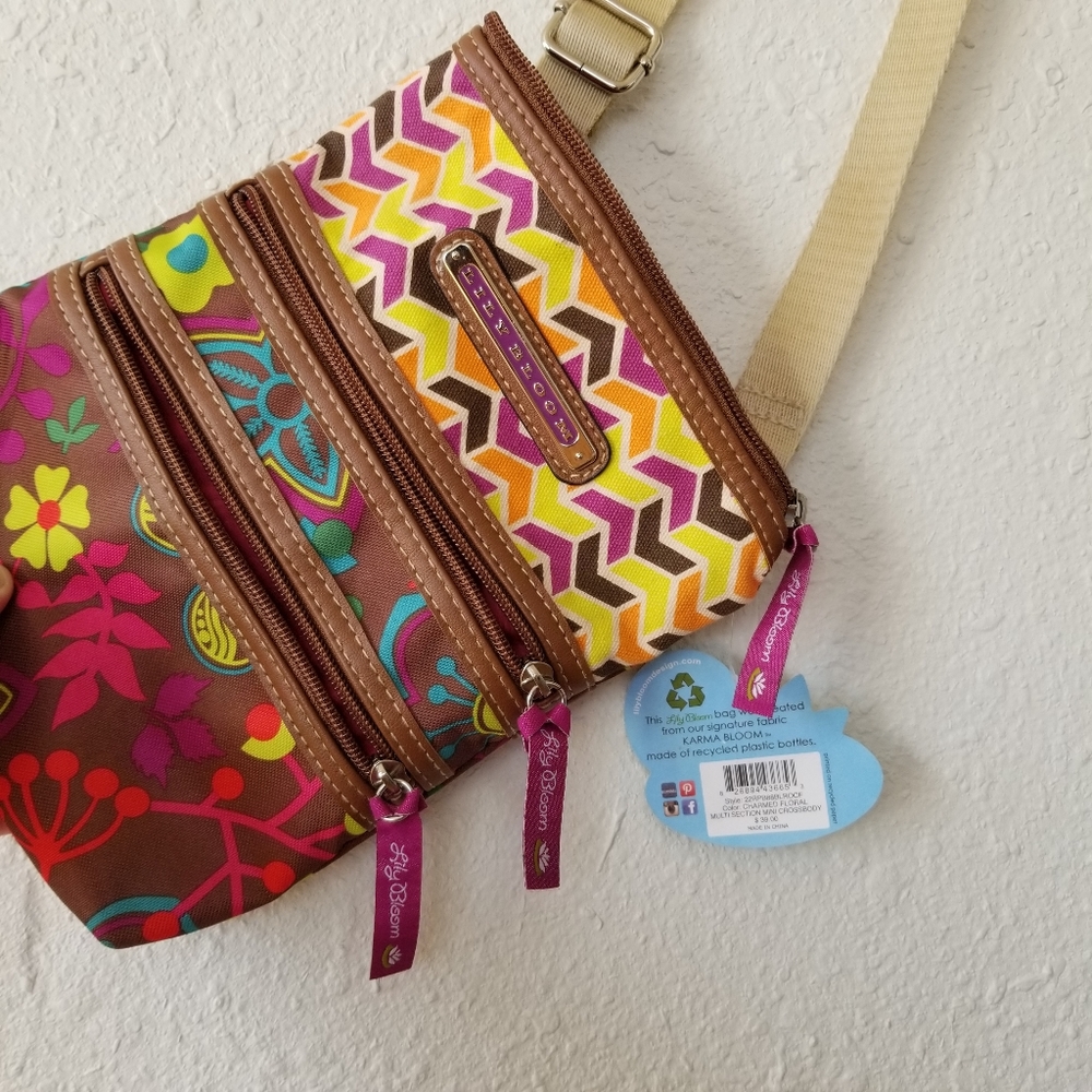 Lily Bloom crossbody colorful floral pattern purse - Picture 3 of 5